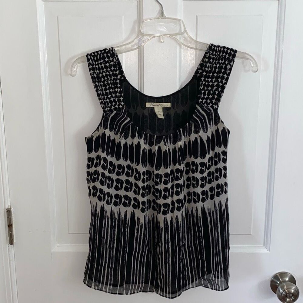 Kenneth Cole silk sleeveless printed blouse size 4P